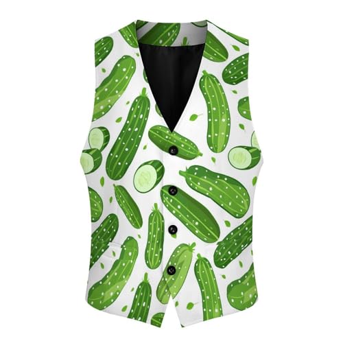 Pickle Cucumbers Novelty Men's Suit Vest Casual Formal Dress Vests Business Waistcoat3