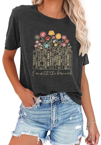 Image of Books Shirts for Women Reading T-Shirt Book Lover Tops Funny Readers Gifts Clothes Casual Librarian Tees