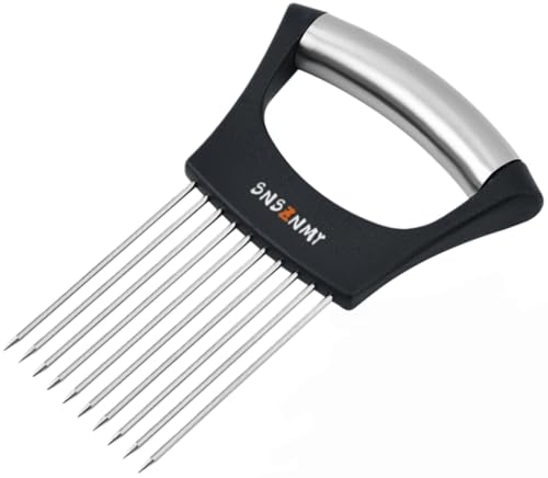 Onion Holder for Slicing, Upgrade Stainless Steel Onion Slicer Holder Lemon Slicer Vegetable Cutter, Assistant Tool for Slicing Fruit, Potato, Tomato and Meat (1 Pack)