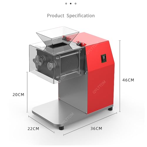 Affettatrice per carne commerciale, 1100 W, in acciaio inox, funzionamento verticale, con coperchio trasparente e lame staccabili, per cucina domestica e ristorante