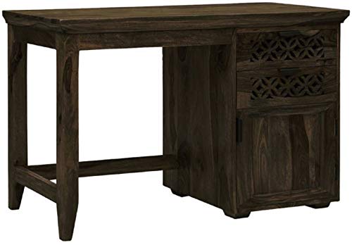 Image of Solid Sheesham Wood Study Table for Students Big Size with 2 Drawers & 1 Doors Wooden Study Desk Table (Mahogany, 46 x 18 x 30 INCH)
