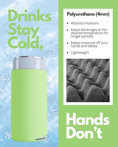 Image of PartyPrints 25 Pack Neon Green Blank Slim Can Cooler Sleeves | Plain Seltzer Customizable Bulk Coolers for Beer Bottles & 12oz Tall Cans | Skinny Collapsible Drink Insulated Sleeve
