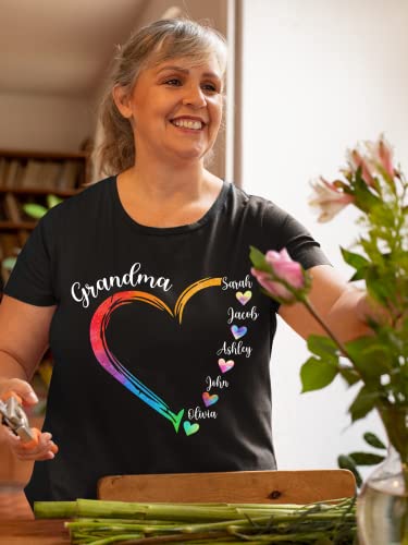 Personalized Grandma Shirt, Colorful Heart Grandma Shirts for Women, Gifts for Grandma Mothers Day4
