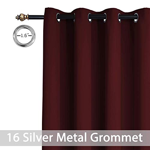 Yakamok Extra Wide Blackout Curtain for Sliding Glass Door, Grommet Thermal Insulated Room Divider Curtain 100W x 84L inch, Room Darkening Patio Curtain,8.3ft Wide x 7ft Tall, 1 Panel,Burgundy Red