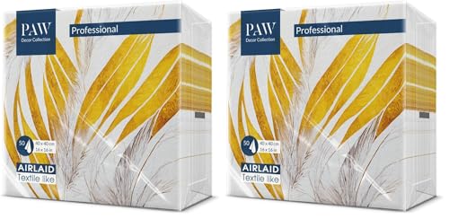 PAW - Serviette de Table Papier - Airlaid (40 x 40 cm) I 50 Pièces I Idéal pour Mariage, Baptême, Communion, Anniversaire I Serviettes en Tissu de...