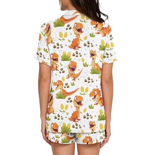 Image of Pjs Womens Short Sleeve Button Down Pajamas Set Two-Piece Nightwear with Pockets