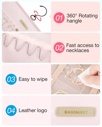 image for BAGSMART Hanging Jewelry Organizer Storage Roll with Hanger Metal Hook