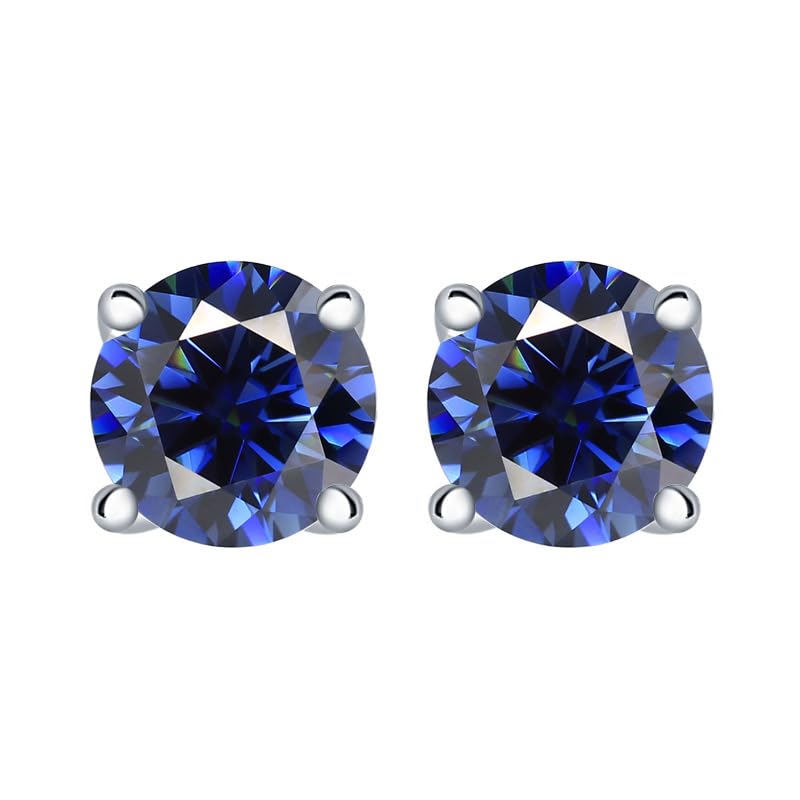 LOVECORE LOVECORE Dainty 14K White Gold Plated 925 Sterling Silver 2.4CTTW, 7mm Birthstone Round cut Crystal CZ Stud Earrings,Birthday Jewelry Gift
