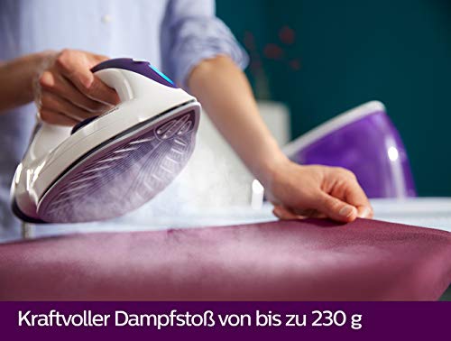 Philips GC6704/30 Dampfbügelstation Fast CareCompact (2400 W, 5,2 bar Dampfdruck, 200g/Min. Dampfstoß, 1,3L Wassertank) lila - 2