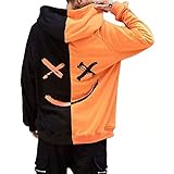[アスペルシオ] フード付き 長袖 パーカー トレーナー メンズ スポーツ ヒップホップ 裏起毛 裏きもう ナガソデ 長そで 袖あり ソデアリ ジャケット ジャケ アウター フードつき フード フード付 フーディー ポケット 付き キレカジ b系 ビッグシルエット オーバーサイズ スウェット アッタカ アッタカイ 黒色 黒い クロイロ ブラック black オレンジ (XL) オレンジブラック