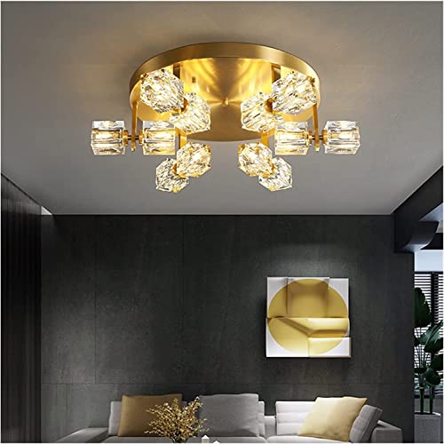 Modern Crystal Chandelier LED Luxury Pendant Lights Villa Hanging Lamp Entrance Lobby Light Compatible with Living Room Bedroom Lamp