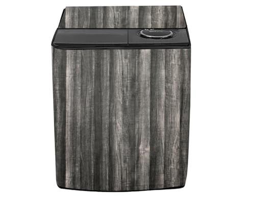 Image of Stylista PVC Washing Machine Cover Compatible for GODREJ 8KG Semi-Automatic Top Loading WS Edge Pro 800 PS, Wooden Pattern Black