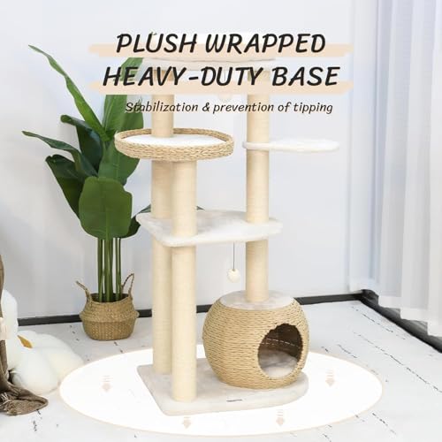 Árbol rascador moderno de madera para gatos grandes 53 in miniatura 5