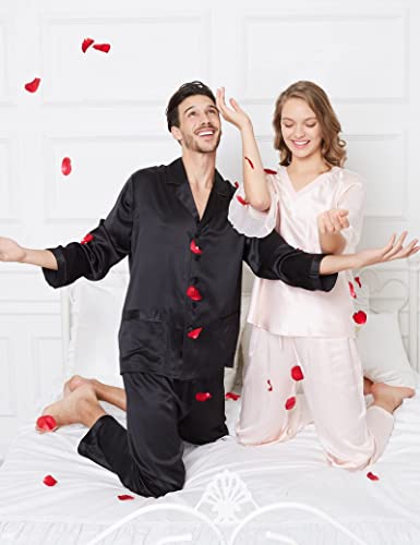 Image of LilySilk 100% Silk Pajamas for Men Soft 19MM Real Mulberry Silk Sleepwear Mens Silk Pajamas Set Lightweight Male Pjs