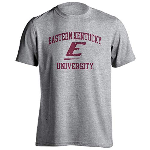 Sport Your Gear Eastern Kentucky Colonels Officially Licensed Distressed Retro Short Sleeve Shirt - Athletic Heather - XL