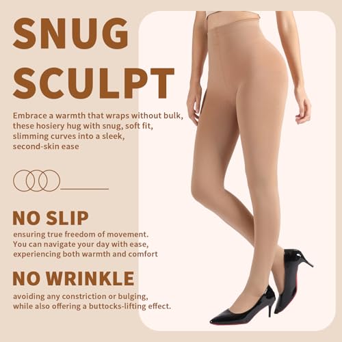 DancMolly Opaque Fleece Lined Tights for Women, High Waist Warm Winter Thermal Control Top Pantyhose4