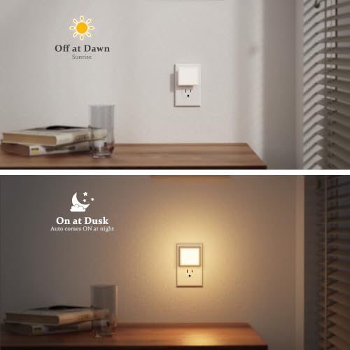 Image of JandCase LED 3CCT Night Lights Plug into Wall, 0.3W Plug in Night Light | Dimmable, Dusk to Dawn Sensor, 2 Pack Bright Nightlight Auto-On /Off, for Adults Kids Room Bedroom Bathroom Hallway Kitchen