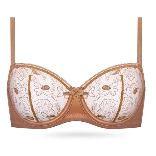 Wingslove Women's Sexy Lace Bra Sheer Balconette Bralette See-Through Bras Embroidered Unlined Underwire