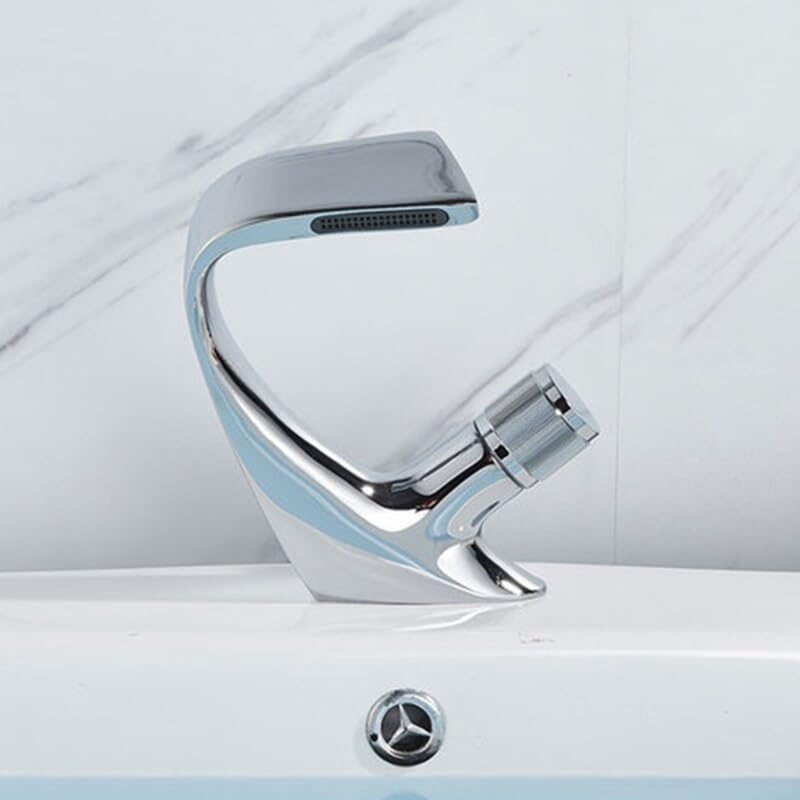 Grifo de lavabo de diseño creativo para baño, mezclador monomando de agua fría y caliente sobre encimera