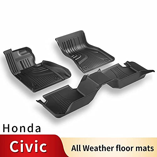 DIKSOAKR Custom for Honda Civic 2016-2021 Floor Mats,All-Weather Protection for 1st Row,Luxurious Full Set of Floor Mat,Waterproof, Scratch-Resistant and Easy to Install ï¼ˆFront Row Onlyï¼‰