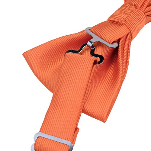 Image of GUSLESON Mens Solid Color Two Layer Pre-tied Bow Tie and Pocket Square Cufflink Set with Gift Box