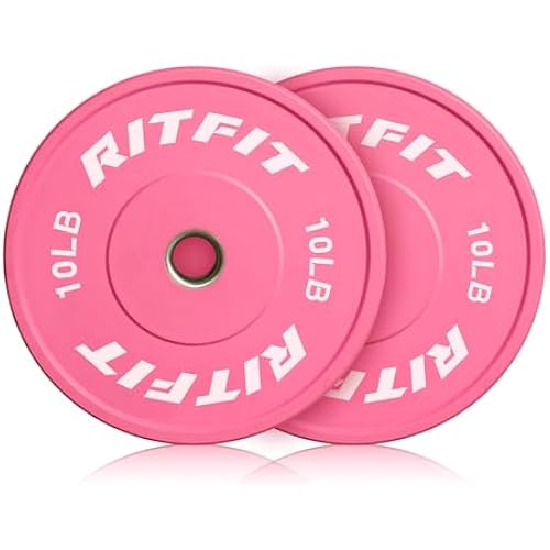 RITFIT Pink Olympic Bumper Plates with Steel Insert for Home Gym