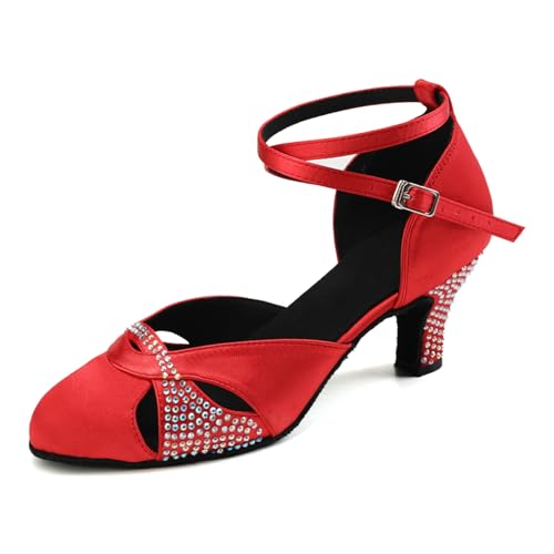 AOQUNFS Women Ballroom Latin Dance Shoes Salsa Closed Toe 1920s Party Dance Performance Shoes,Model L157