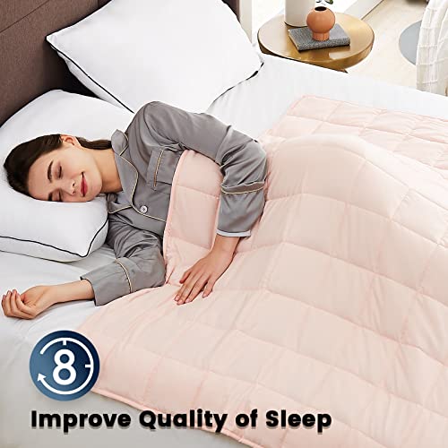 Manta pesada para adultos de 15 libras CuteKing color rosa de 48x72 pulgadas con cuentas 3