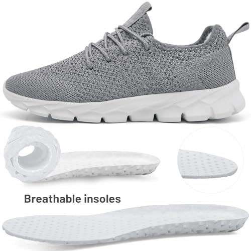 Image of Damyuan Men Running Shoes Slip on Walking Sneaker Tennis Gym Workout Fashion Athletic Lightweight Breathable Sport Jogging Casual Women Shoe,Light Gray Size 15.5 Women /14.5 Men