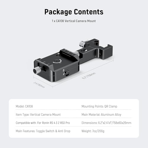 Image of NEEWER RS4 RS3 Vertical Camera Mount Compatible with DJI Ronin RS 4 3 2 Pro Gimbal Stabilizer, 1s Quick Vertical to Horizontal Switch Anti Drop 180 Rotating Base for YouTube TikTok Vlog Video, CA108