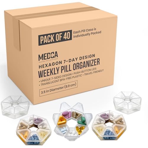Image of MEDca Weekly Pill Organizer Clear 7-Sided Pill Reminder, Hexagon Shaped, Case of 100