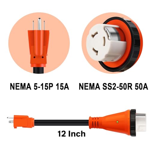 Image of RV 50 Amp to 110 Adapter with Locking Connector, 5-15P to SS2-50R