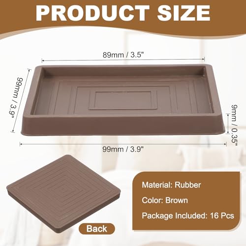 Patin roulette meuble en lot de 16 protecteurs de sol carrés pour chaises