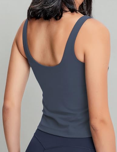 Image of POSHDIVAH Longline Sports Bra Workout Tank Tops | Padded, Removable Pads, Built in bra, Wirefree, Buttery Smooth, Soft, Fitness, Running, Yoga, Wide Straps, U-back