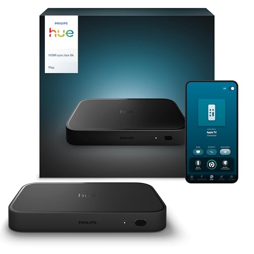 Philips Hue Play HDMI Sync Box 8K - Smart hub che sincronizza fino a 10 luci Hue - Hub luci che richiede Hue Bridge - Supporta Dolby Vision HDR10+ - Controllo con app Hue per luci smart