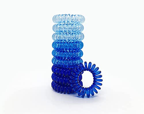 Chaosss Co. 9pcs Spiral Hair Ties, Hair Coils, Coil Hair Ties, Phone Cord Hair Ties, Blue