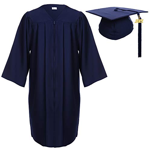 Newrara Graduation Gown Cap Tassel Set (Large 51(5 6 -5 8 ), Navy Blue)