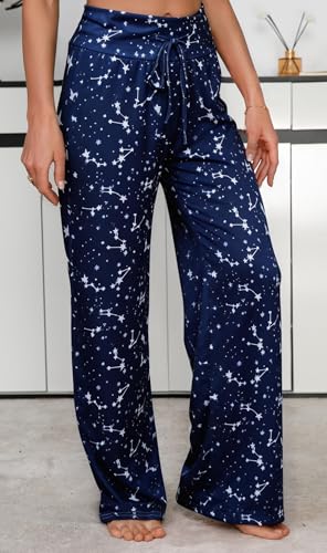 Image of Women Pajama Pants Comfy Lounge Wide Leg Casual Stretch Palazzo Drawstring Pj Bottoms Pants S-3XL