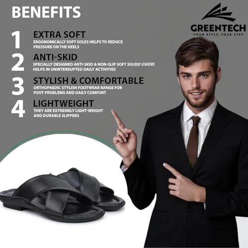Image of Greentech's The Minimals Cross Strap Casual Sandals /Slippers for Men | Lightweight, Durable and Flexible Sandals | PU Double Strap I Cushioned Insole I Comfortable I