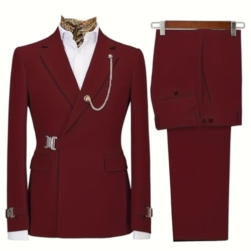 Men's 2 Pieces Suit Slim Fit Formal Blazer Pants Sets Wedding Prom Tuxedo2