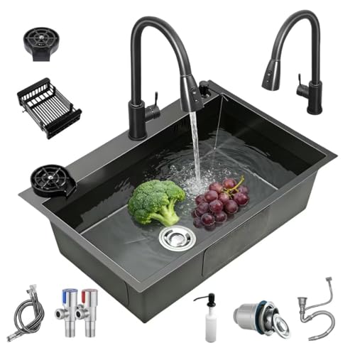 La Mejor Recopilación de Tarja , tabla con los diez mejores. 41 Fregadero de cocina de un solo seno con grifo extraíble, gran capacidad, diseño moderno para lavar alimentos y vajilla, ideal para cocina, restaurante, bar y uso en exteriores....