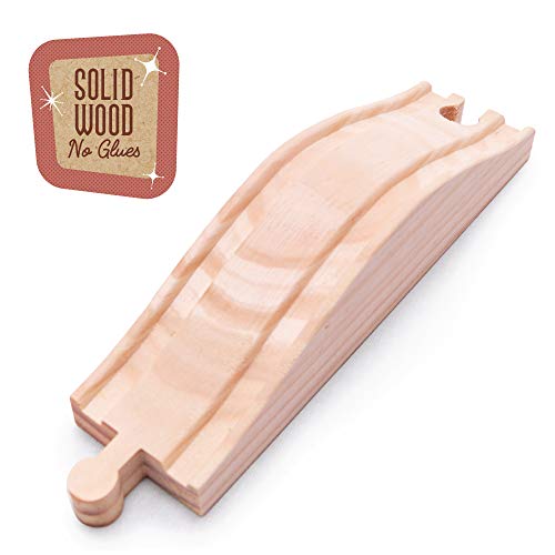 Rolling Hills Wooden Train Track (2-Pack) | Connecting Slope Elevation Pieces | Compatible Expansion Track for Major Hobby and Toy Train Brands