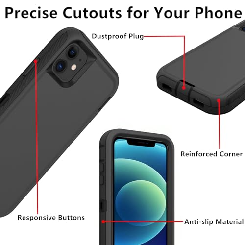 Coque iPhone 12 antichoc évite les bris d'écran protection robuste noire - 4