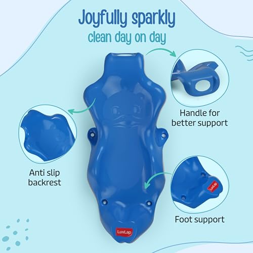 Image of LuvLap Anti Slip Baby Plastic Bath Chair, Baby Bath Seat /Sling with Non Slip Strong Suction Base, Baby Shower, for Infants & Toddlers (Blue)