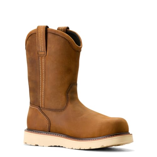 ARIAT Men's Rebar Wedge Pull-On Waterproof Composite Toe Work Boot, Distressed Brown, 14 Wide by ARIAT - Used condition - Image 6