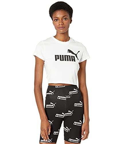 Image of PUMA Women's Essentials Slim Logo Tee T-Shirt, White, Small