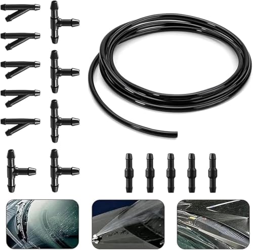 HSLPSM 3M Universal Windscreen Washer, Wiper Hose Repair Kit, Automotive Hose, Wiper Hose Repair, Hose for Windscreen Washer System, with 15 Pieces Hose Connector