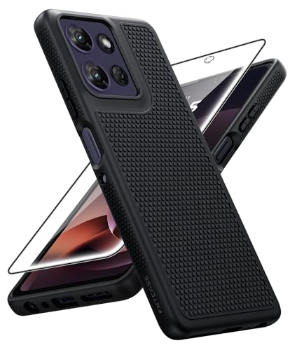 Image of FNTCASE for Moto G-Power 2026 /2025 Case: Motorola G Power 2026 Case with Screen Protector 14FT Military Grade Drop Protection Shockproof Anti-Slip Sweat-Resistant Matte TPU Daily Phone Cover (Black)