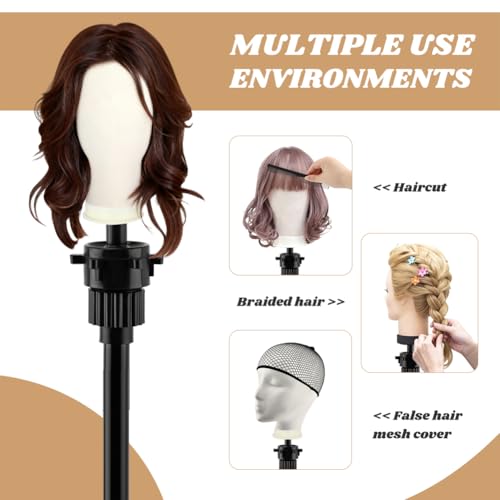 Jeyntanc Wig Head Stand, Adjustable Mannequin Head Stand for Styling, Wig Stand Tripod for Cosmetology Hairdressing Training, with Wigs Caps, Comb, Storage Bag(COLOR:black)