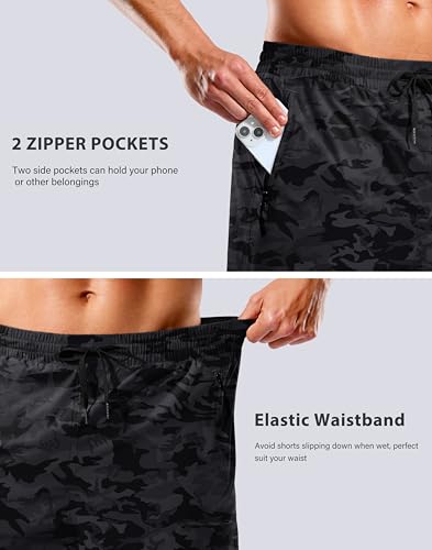 Image of G Gradual Mens Swim Trunks with Compression Liner 7 inch /9'' Quick Dry Board Shorts Swimsuit Bathing Suit for Men Zipper Pockets